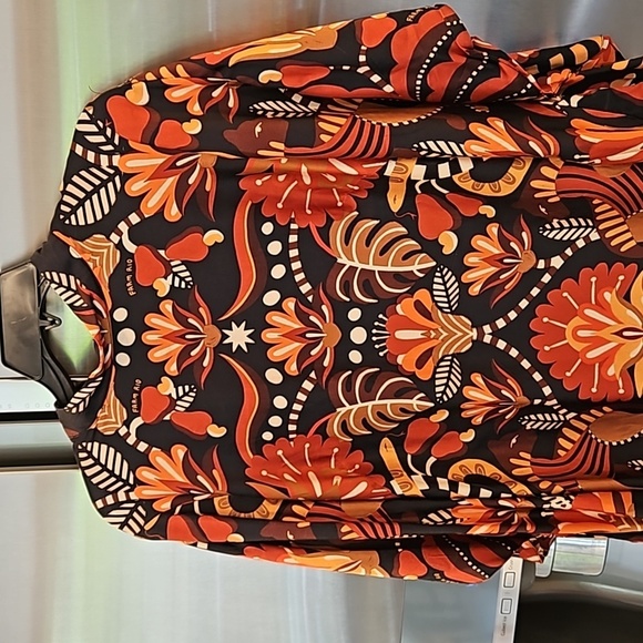 💕FARM RIO💕 Nature Beauty Red Scarf Backless Midi Dress ~ Large L NWT - Picture 13 of 16